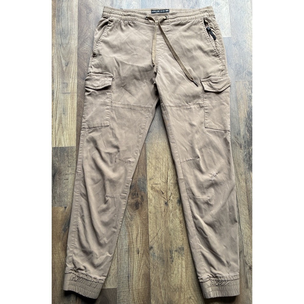 Projek Raw Cargo Jogger Pants Mens 32 Tan Cotton Blend Stretch Utility Casual